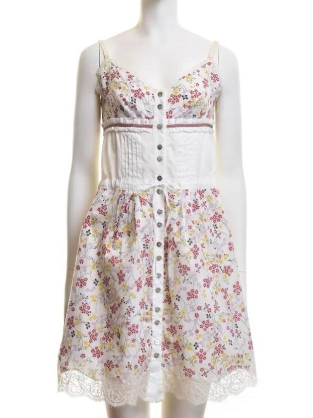 Dolce & Gabbana White Floral Button-Front Midi Dress